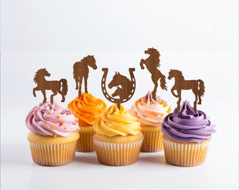 Horse Cupcake Toppers: 6 Designs Laser Cut Template (Digital Download)