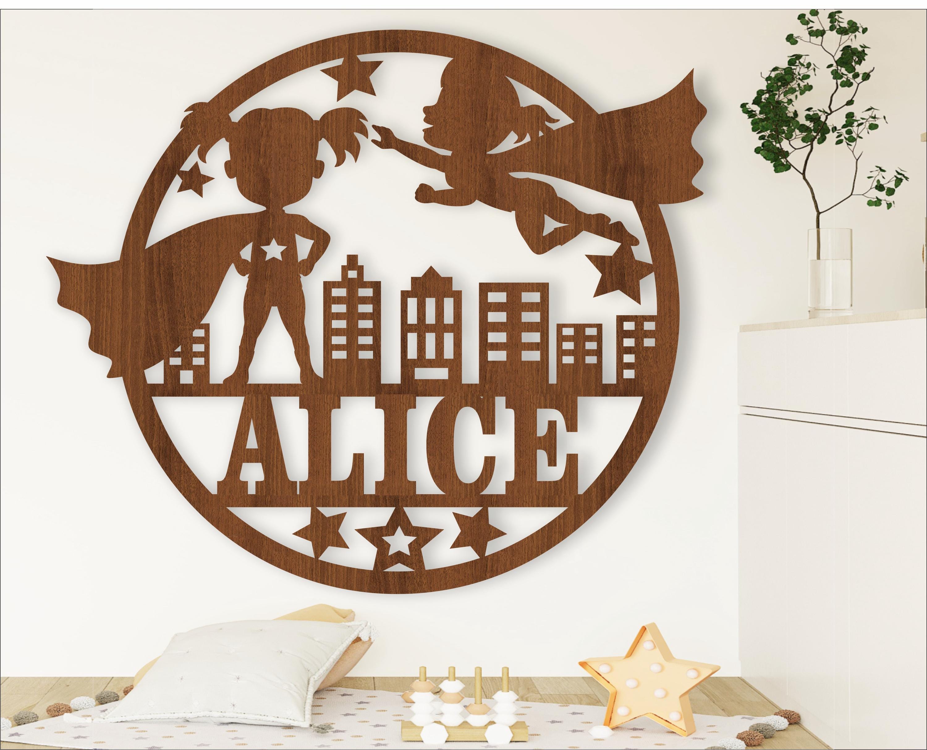 Hero Girl Name Sign: Laser Cut Superhero Door Hanger SVG (Digital Download)
