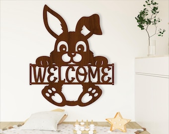 Easter Bunny Welcome Sign Laser Cut File (Digital Download)