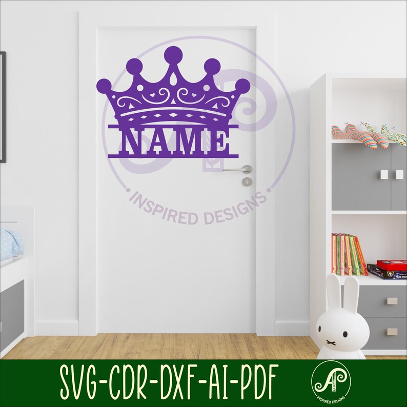 Princess Crown Name Sign SVG- Laser Cut Personalized Decor (digital ...