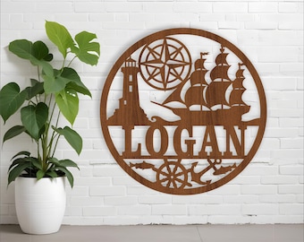 Nautical Name Sign: Ocean Theme Laser Cut File (Digital Download)