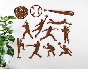 Baseball Player Silhouette Bundle SVG Laser Cut Sports Cut outs (Digital Download)