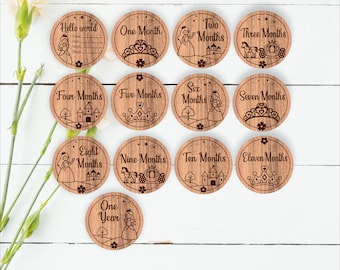 Princess Milestone Discs SVG - Baby Monthly Photo Props - Laser Cut Digital File (Digital download)