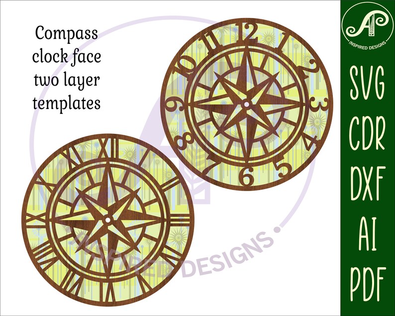 Compass Wall Clock Laser Cut SVG Wall Clock (digital Download) - Etsy