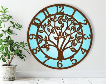 Tree wall clock laser cut files, SVG file. vector file ai, cdr, dxf instant download digital design, cut file template