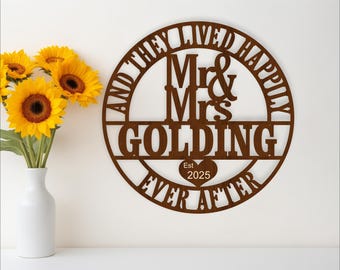 Mr and Mrs Name Sign SVG: Wedding Anniversary Laser Cut File (Digital Download)