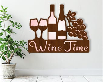 Wine Time Wall Art SVG: Laser Cut Files (Digital Download)