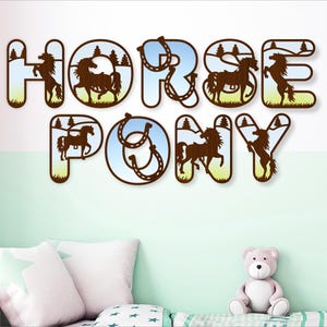 Conjunto de alfabeto de letras de caballo. Letras de 2 capas. 93 opciones de letras Archivo SVG archivo vectorial ai, cdr, dxf y pdf descarga instantánea digital