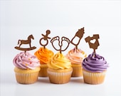 Baby Shower Cupcake Toppers: 6 Designs Laser Cut Template (Digital Download)