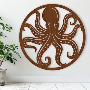Octopus Wall Art: Laser Cut Ocean Sign (Digital Download)