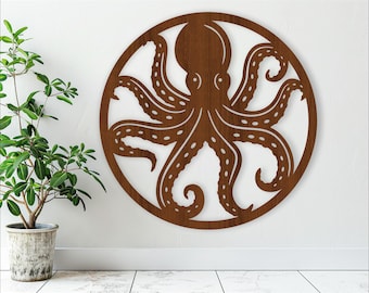 Octopus Wall Art: Laser Cut Ocean Sign (Digital Download)