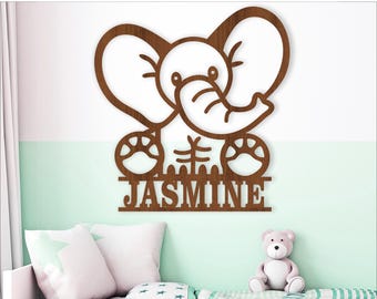 Elephant Name Sign SVG Laser Cut - Animal Nursery Decor (Digital Download)