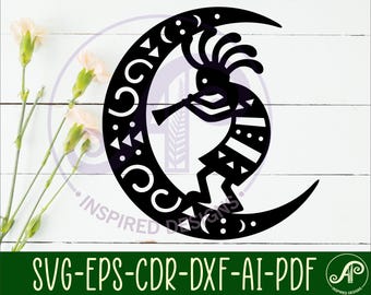 Kokopelli Moon Digital Download Cut File Wall Art, SVG File