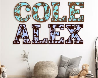 Sealife ocean alphabet letter set. 2 layer letters 51 letters SVG file vector file ai, cdr, dxf and pdf instant download digital design