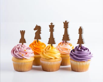 Chess Cupcake Toppers: 6 Designs Laser Cut Template (Digital Download)