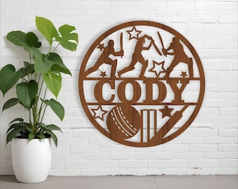 Cricket Name Sign: Sport Themed Wall Decor, Laser Cut File (Digital Download)