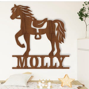 Naambord paard SVG lasergesneden sjabloon, deur- of muurhanger, vectorbestand ai, cdr, dxf pdf instant download
