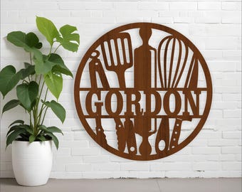 Kitchen Utensils Name Sign: Laser Cut Template (Digital Download)