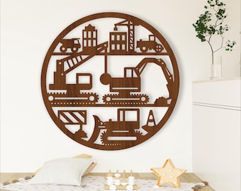 Construction Wall Art: Vehicle Theme, Laser Cut Files (Digital Download)