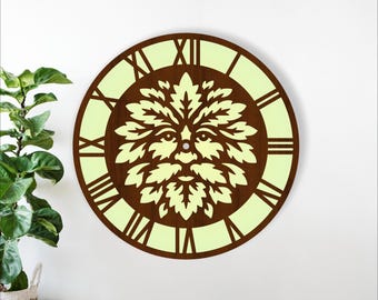Green Man Clock SVG Bundle - Celtic Greenman Wall Clock Laser Cut Files (Digital Download)