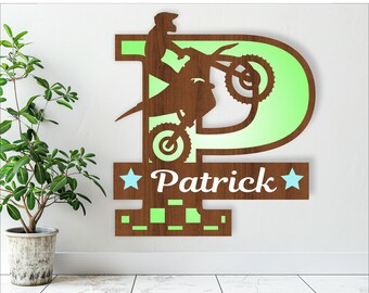 Motocross Monogram SVG: 3-Layer Laser Cut File (Digital Download)