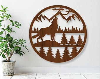 Wolf wall art digital download, SVG file. vector file ai, cdr, dxf instant download digital design, laser cut, wall sign