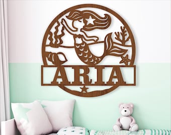 Mermaid Name Sign: Ocean Nursery Decor, Laser Cut Template (Digital Download)