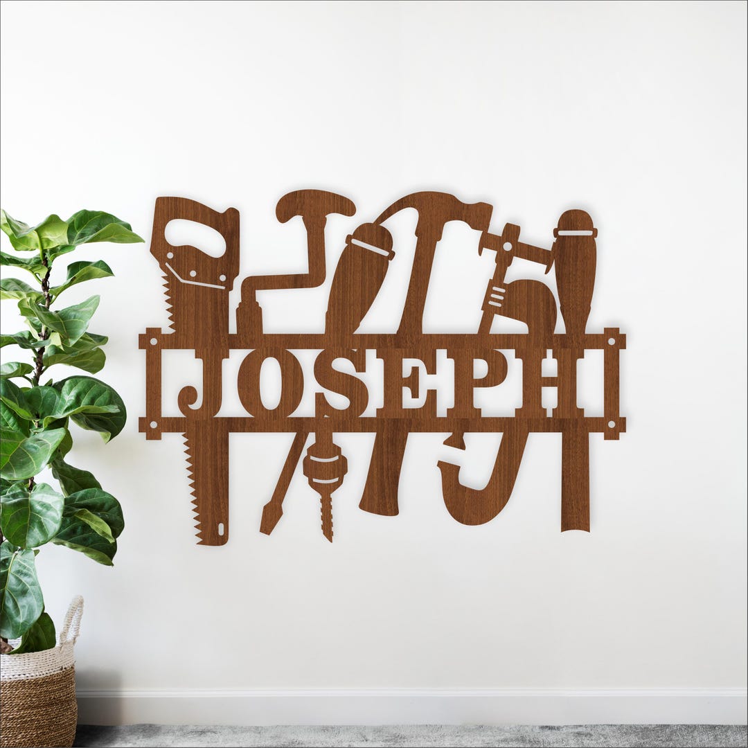 Woodwork Tools Name Sign SVG - Personalized Tool Laser Cut Wall Art ...