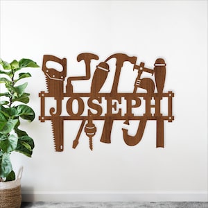 木工ツールのネームサイン SVG - パーソナライズされたツールレーザーカットウォールアート（デジタルダウンロード）