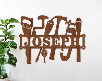Woodwork Tools Name Sign SVG - Personalized Tool Laser Cut Wall Art (Digital Download)