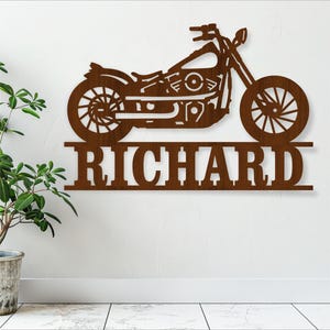 Naambord motorfiets SVG lasergesneden sjabloon, deur- of muurhanger, svg, ai, cdr, dxf pdf instant download, naambord motorfiets