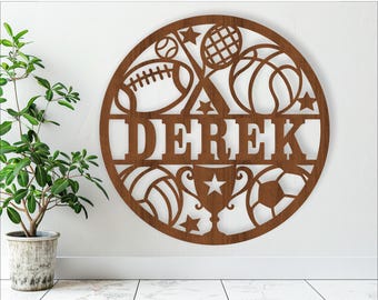 Sports Name Sign: Laser Cut Wall Decor SVG (Digital Download)