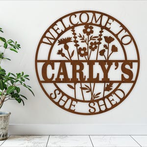 Floral she shed Zeichen, SVG, Gartenarbeit Thema Wandbehang, Laser Schnitt Vorlage, sofortiger Download Vektordatei Ai, Cdr, Dxf