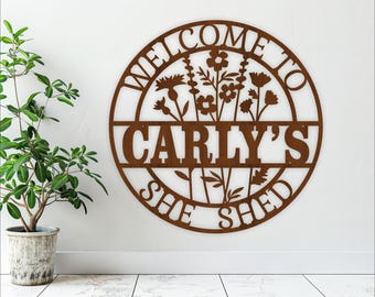 Floral She Shed Sign: Laser Cut Template (Digital Download)