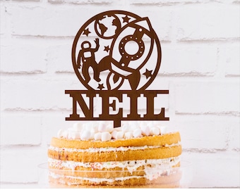 Personalized Rocket Cake Topper Template: SVG DXF Laser Cut File (Digital Download)