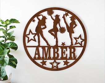 Cheerleader Name Sign SVG Personalized Drill Team Wall Art Laser Cut Gift (Digital Download)