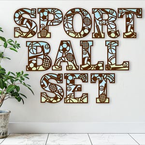 Sportball Alphabet gesetzt. 2 schicht Buchstaben. 66 Buchstaben SVG - Vektor - Datei ai, cdr, dxf und pdf / sofortiger Download digital