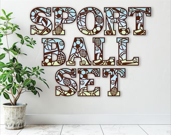 Sports Ball Alphabet SVG: Layered Letters, Laser Cut Files (Digital Download)