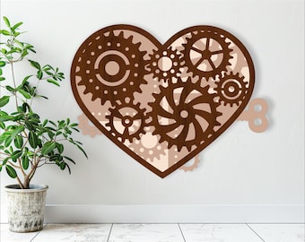 Steampunk Heart Gear Wall Art: Laser Cut Files (Digital Download)