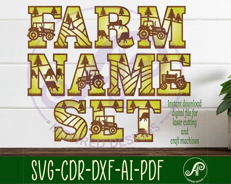 Farm Tractor Alphabet Set: Layered SVG Vector Letters (digital Download ...