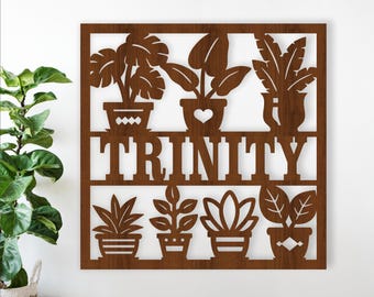 Plant lovers Name Sign – SVG Laser Cut indoor plants Wall Art (Digital Download)