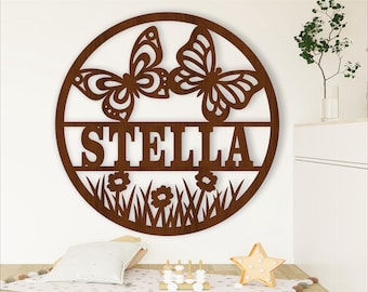 Butterfly Name Sign SVG – Laser Cut Personalized Butterflies wall art (Digital Download)
