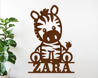 Zebra Name Sign Laser Cut SVG, Wild Animal Nursery Wall Decor (Digital Download)