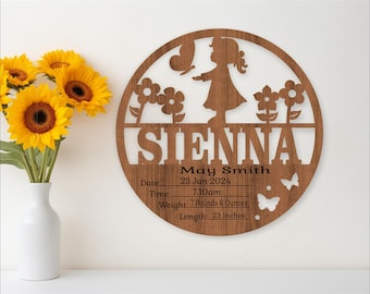 Baby Stats Birth Plaque Template SVG: Laser Cut Newborn Name Sign (Digital Download)