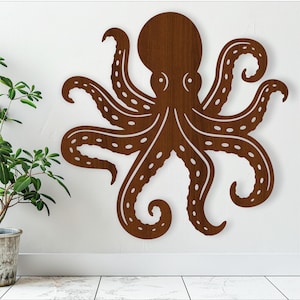 Detailed Octopus Wall Art: Laser Cut Ocean Sign (Digital Download)
