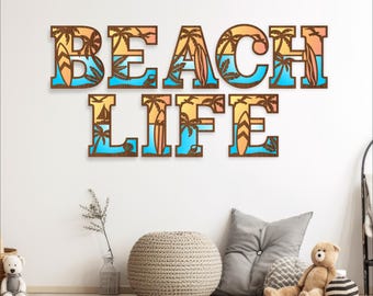Beach Alphabet Letters SVG: Layered Tropical Font (Digital Download)