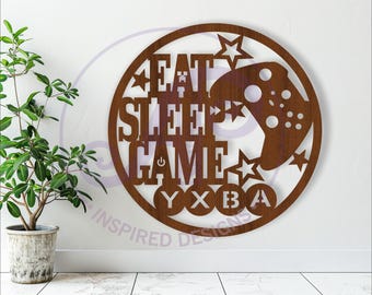 Gamer Room Sign: Eat Sleep Game, Laser Cut Vector File (Digital Download)