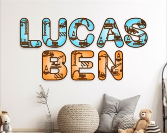 Construction Vehicle Alphabet SVG: Layered Letters, 47 Options (Digital Download)