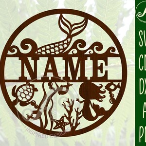 Mermaid Name Sign, SVG, Ocean Themed Door or Wall Hanger, Laser Cut ...