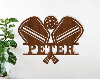 Pickleball Name Sign Laser Cut File – Sports Personalized Wall Decor (Digital Download)